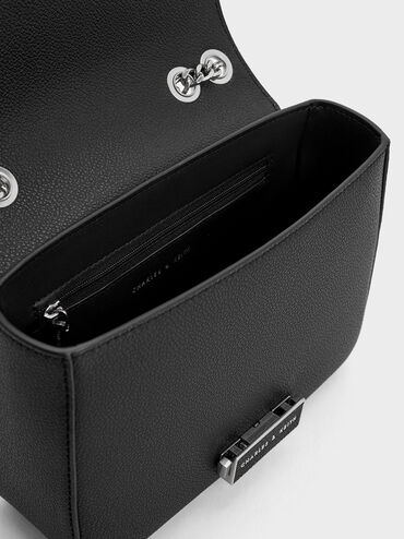 Sue Chain-Strap Shoulder Bag, Noir, hi-res