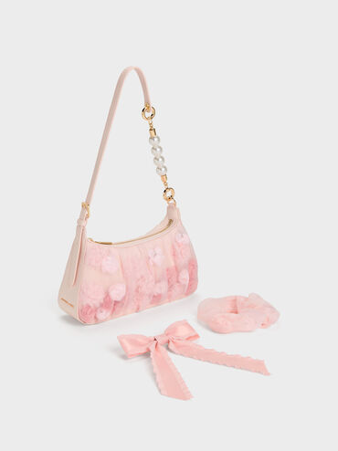 Bộ qu&agrave; tặng: T&uacute;i đeo vai Floral Mesh, Hồng nhạt, hi-res
