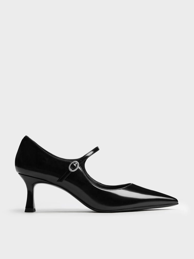 Pointed Mary Jane Pumps, Black Boxed, hi-res
