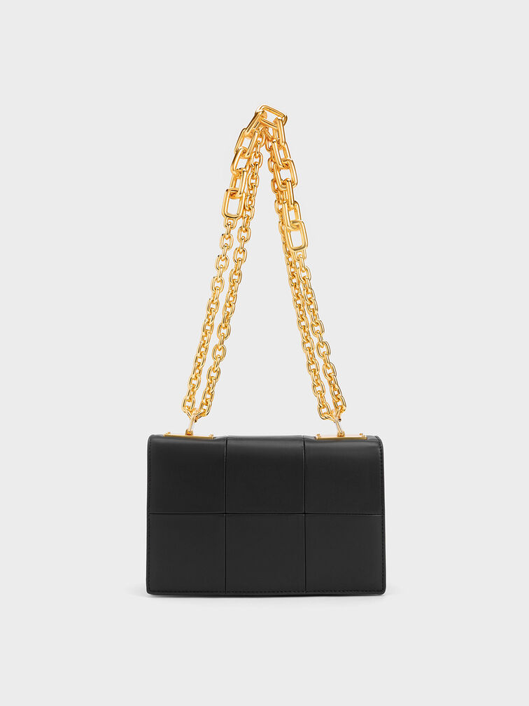 Georgette Chain Handle Bag, Black, hi-res
