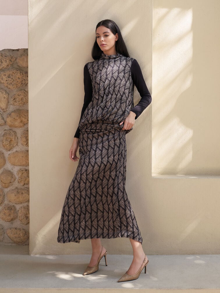 Gi&agrave;y sandals cao g&oacute;t Glittered Mesh, N&acirc;u, hi-res