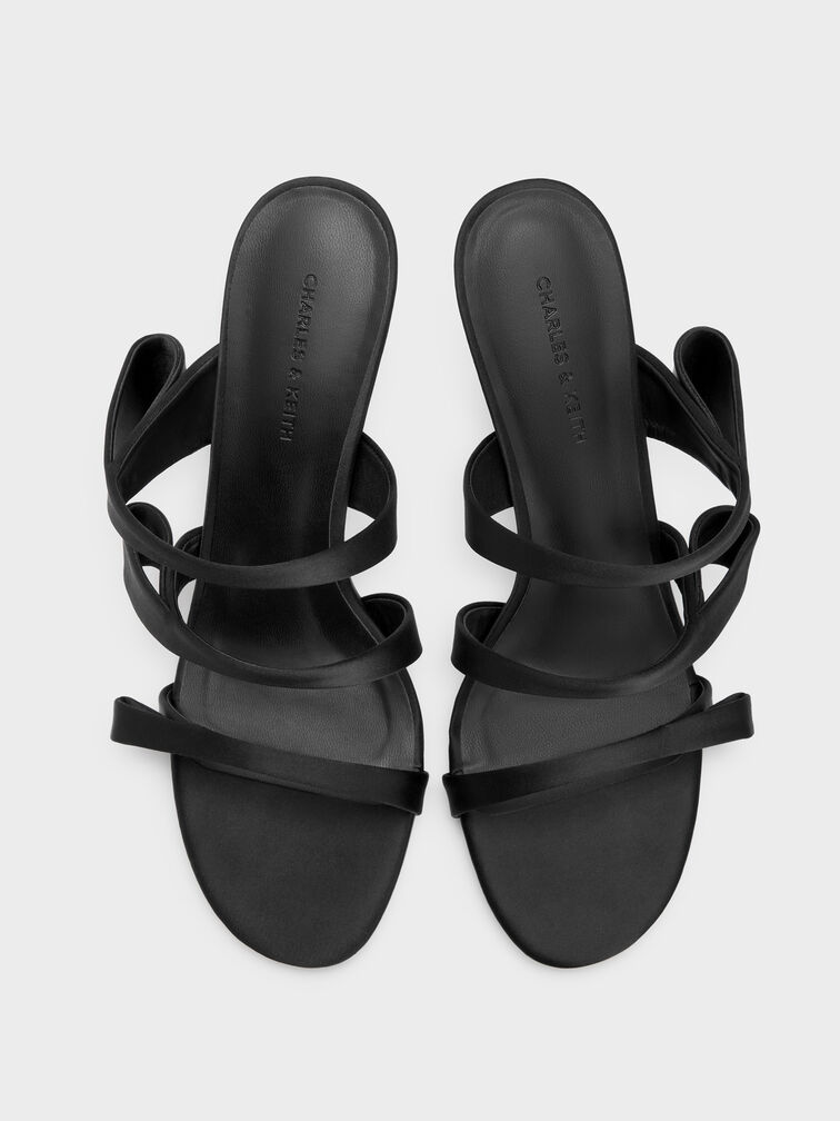 Gi&agrave;y mules cao g&oacute;t Satin, Đen họa tiết, hi-res