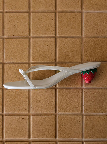 Sonali Bow Strawberry-Heel Mules, White, hi-res