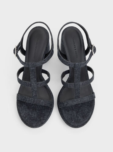 Gi&agrave;y sandals đế cao Aether Denim, Xanh đậm, hi-res