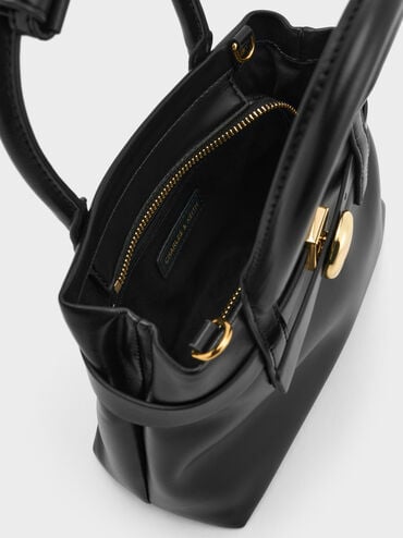 Mini Behn Belted Tote Bag, Black, hi-res