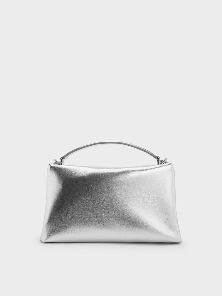 Andromeda Metallic Chunky-Chain Top Handle Bag, Silver, hi-res