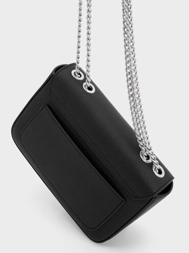 Túi đeo vai hình hộp chữ nhật Chain Strap, Noir, hi-res