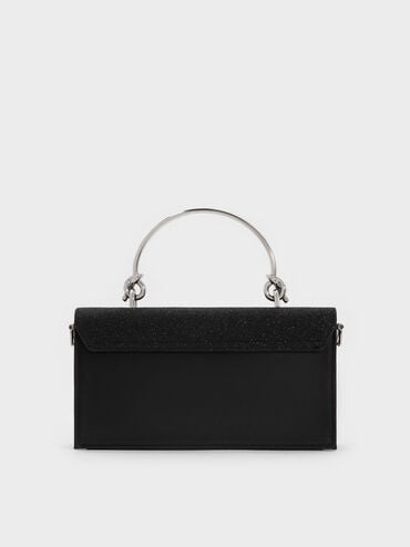 Kristine Glittered Wallet On Chain, Noir, hi-res