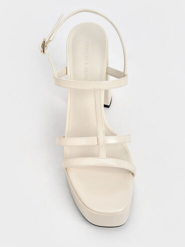 Gi&agrave;y sandal cao g&oacute;t Patent T-Bar Strappy, Phấn, hi-res