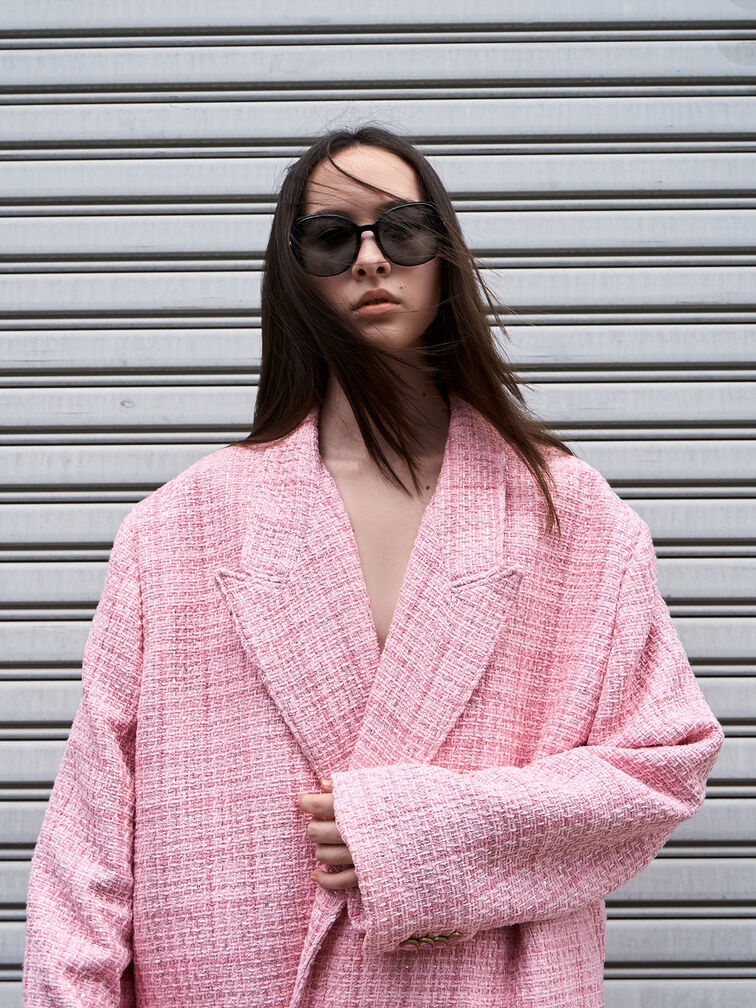 K&iacute;nh m&aacute;t gọng c&aacute;nh bướm Oversized Recycled Acetate, Đen, hi-res