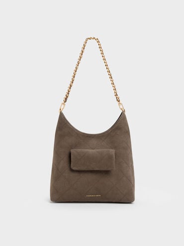 T&uacute;i đeo vai Duo Quilted Front-Pocket, Stone Grey, hi-res