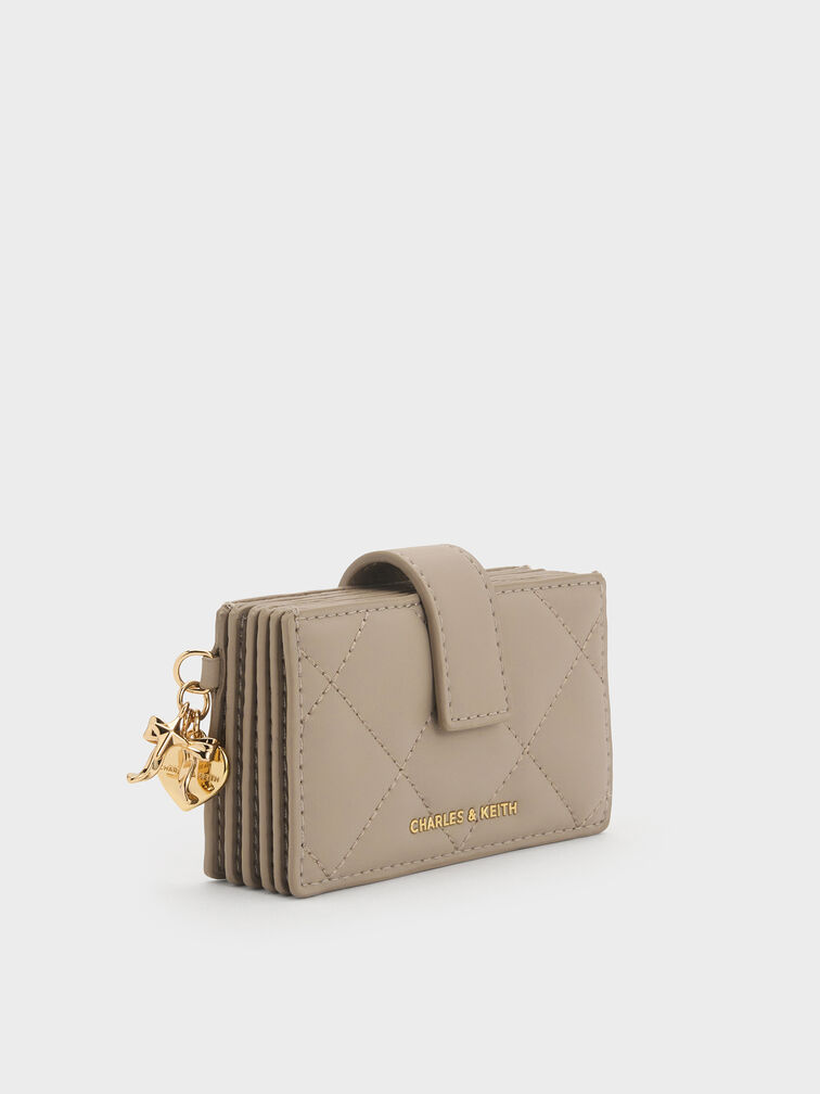 Arrietty Quilted Belted Card Holder, Taupe, hi-res