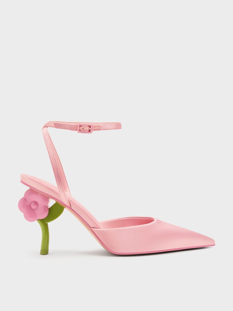 Gi&agrave;y sandals cao g&oacute;t Pointed Flower-Heel, Hồng, hi-res