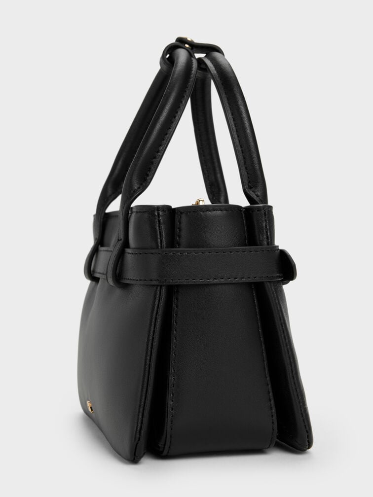 T&uacute;i tote Jody Leather Belted, Đen, hi-res