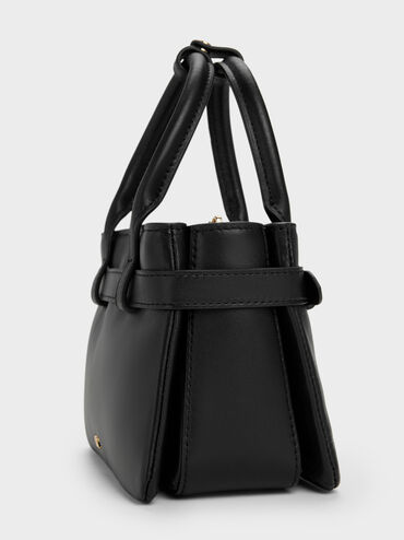 T&uacute;i tote Jody Leather Belted, Đen, hi-res