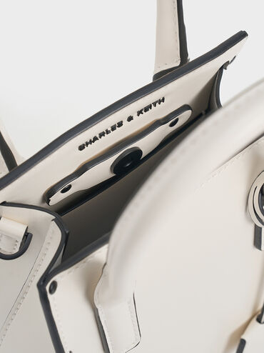 Rene Elongated Top Handle Bag, White, hi-res