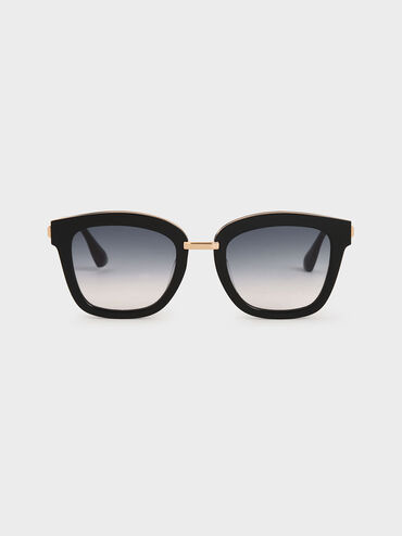 Acetate Wayfarer Sunglasses, Black, hi-res