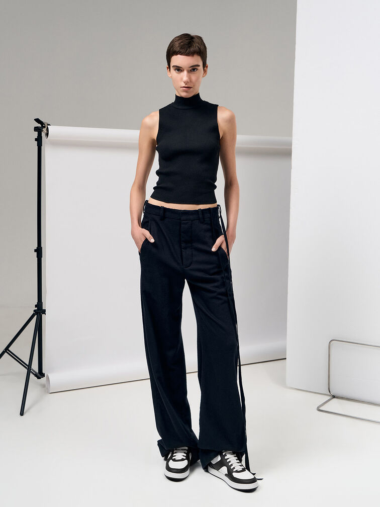 Gi&agrave;y sneakers cổ thấp Two-Tone, Đen, hi-res