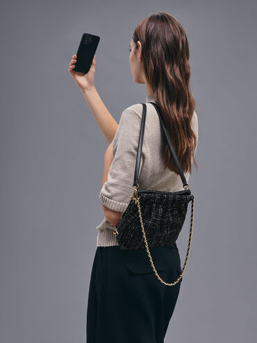 Balo phom chữ nhật Duo Tweed, Black Tweed, hi-res