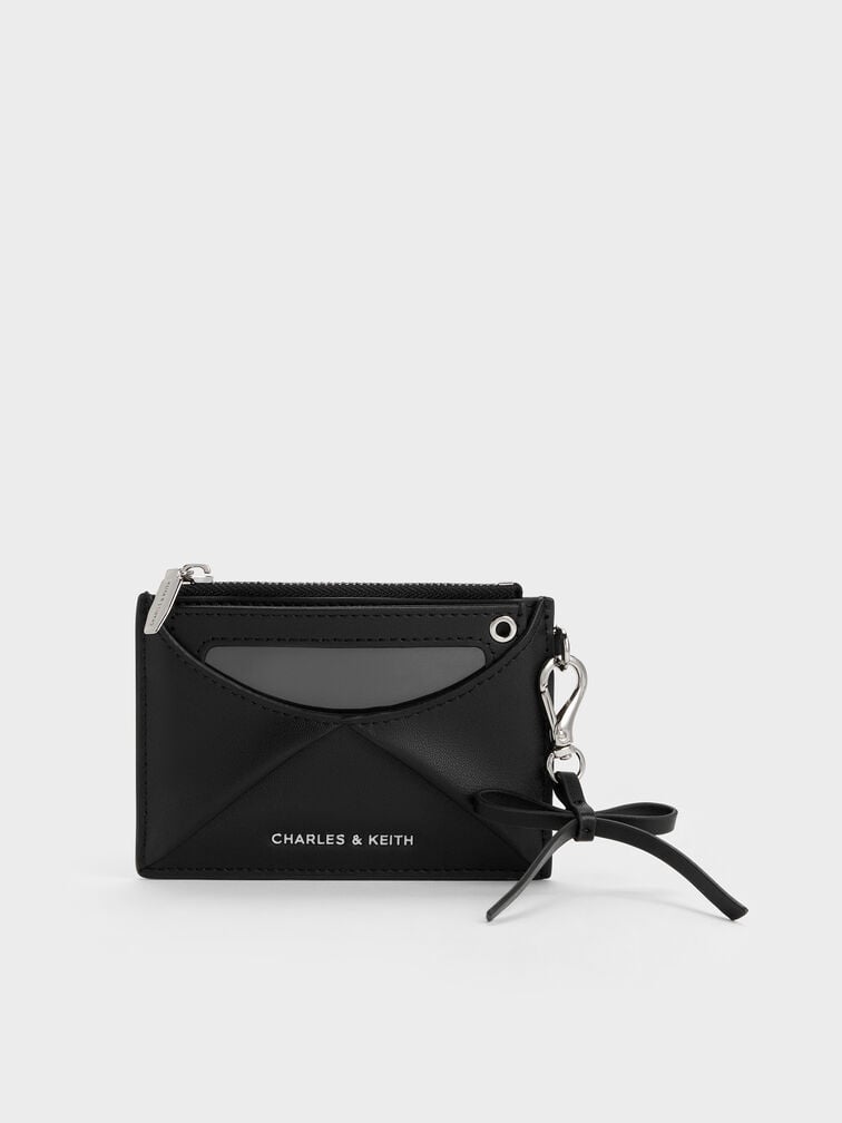 Hazel Bow Panelled Card Holder, Noir, hi-res