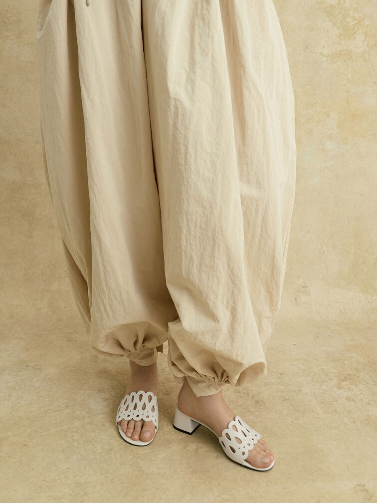 Gi&agrave;y mules cao g&oacute;t Cut-Out, Trắng, hi-res