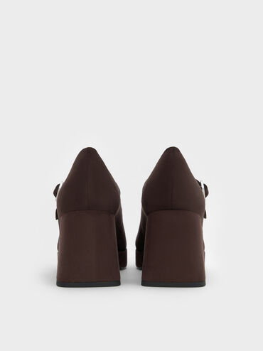 Giày lười đế cao Faux Suede Platform, Dark Brown Textured, hi-res