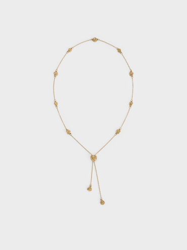 Rosalind Flower-Motif Necklace, Brush Gold, hi-res