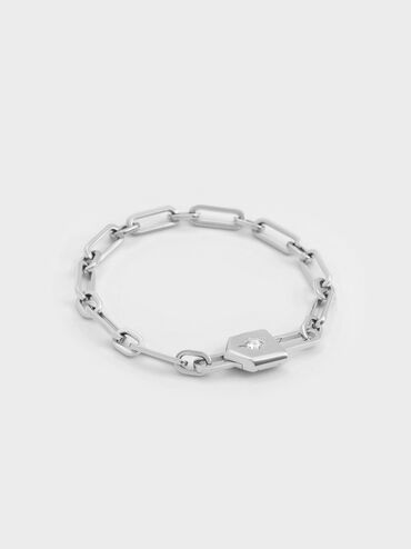 Lownyn Crystal-Lock Chain Bracelet, Silver, hi-res