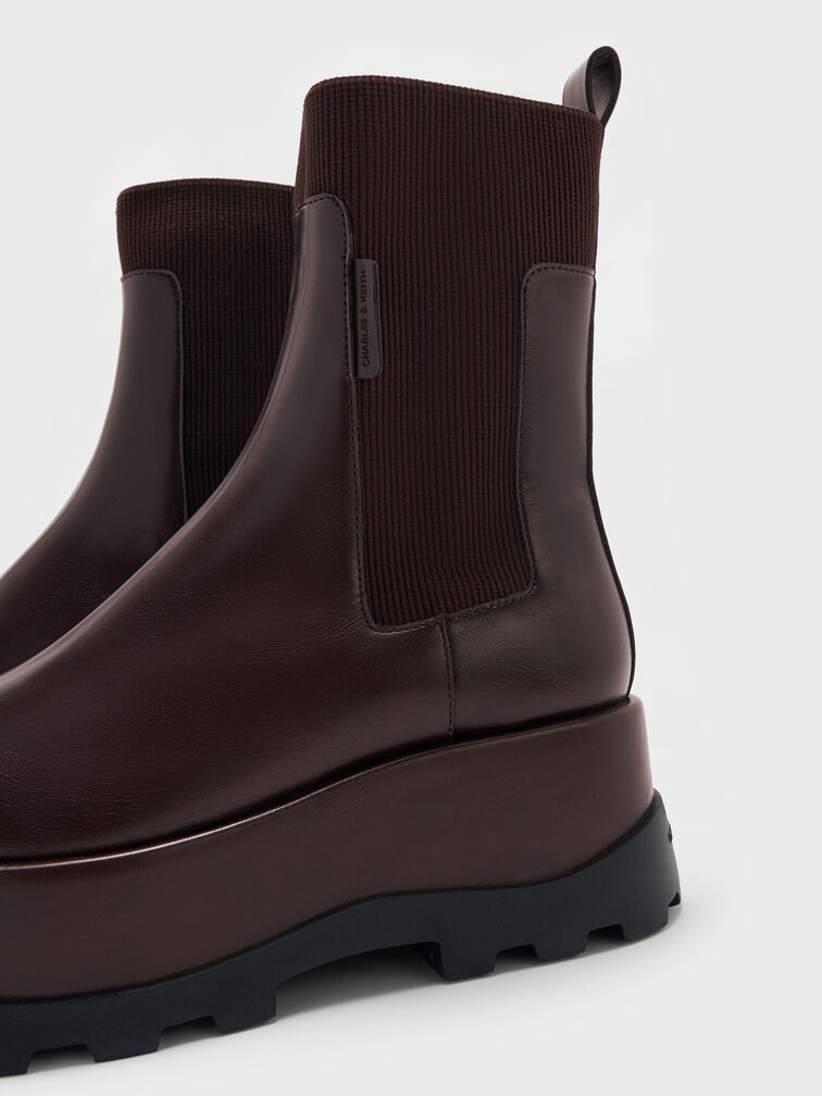 Boots cổ thấp đế cao Barron, N&acirc;u đậm, hi-res
