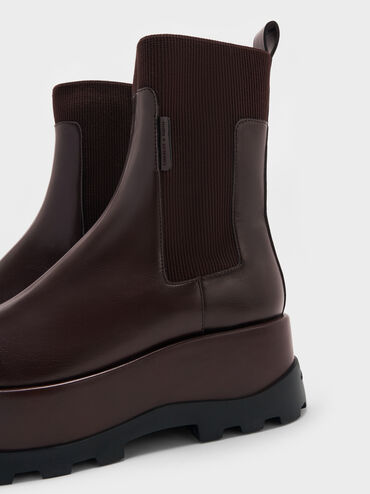 Boots cổ thấp đế cao Barron, N&acirc;u đậm, hi-res