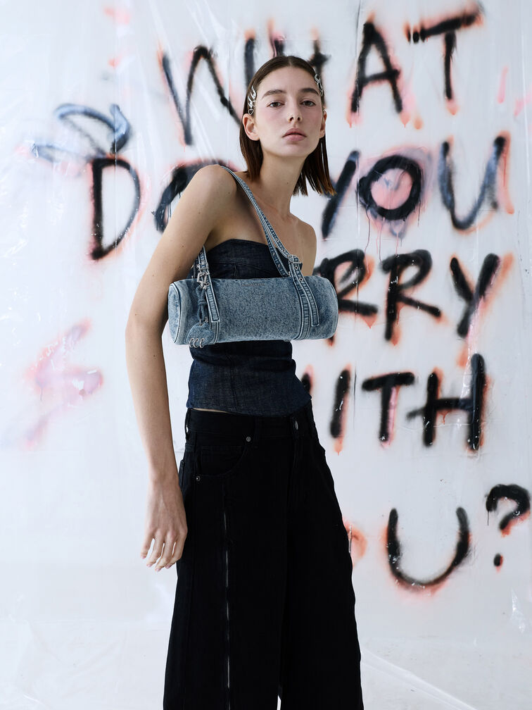 T&uacute;i đeo vai d&aacute;ng d&agrave;i Rey Denim, Xanh denim, hi-res