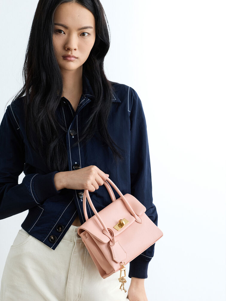 Mini Kerry Turn-Lock Tote Bag, Pink, hi-res