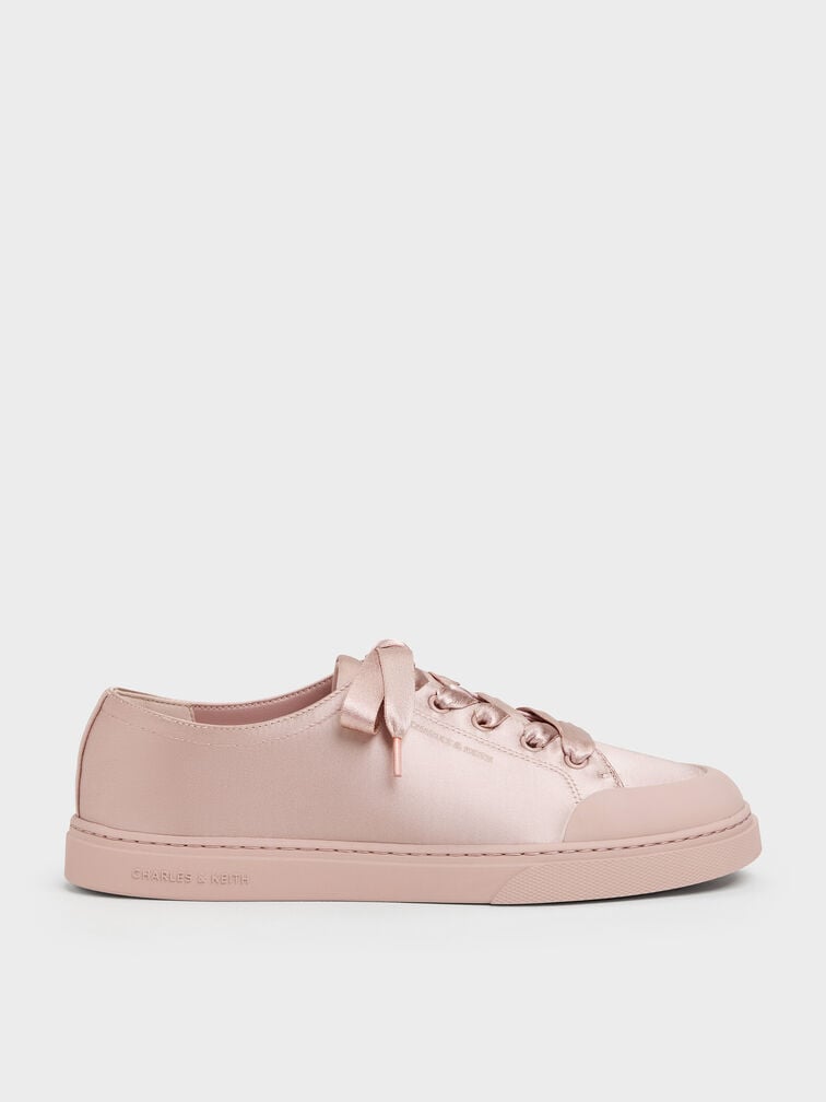 Gi&agrave;y sneakers cổ thấp Satin, Hồng nhạt, hi-res
