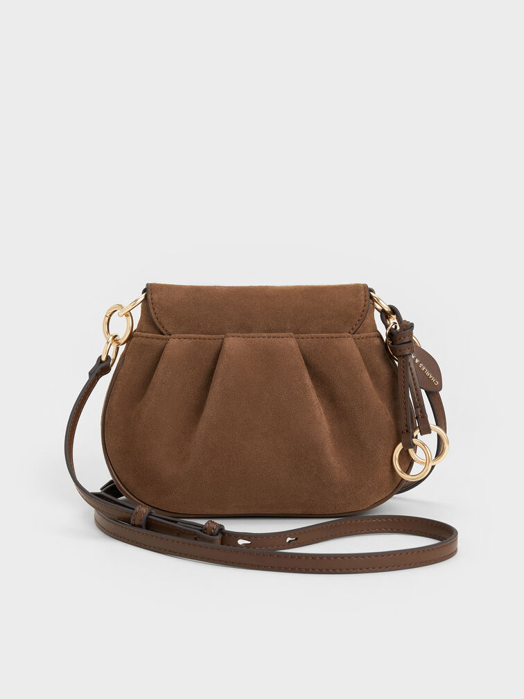 Britton Ruched Saddle Bag, Mocha Brown, hi-res