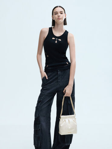 Duo Chain-Handle Two-Way Backpack, Cream, hi-res