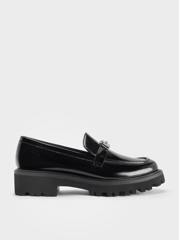 Lando Metallic-Accent Platform Loafers, Black Boxed, hi-res