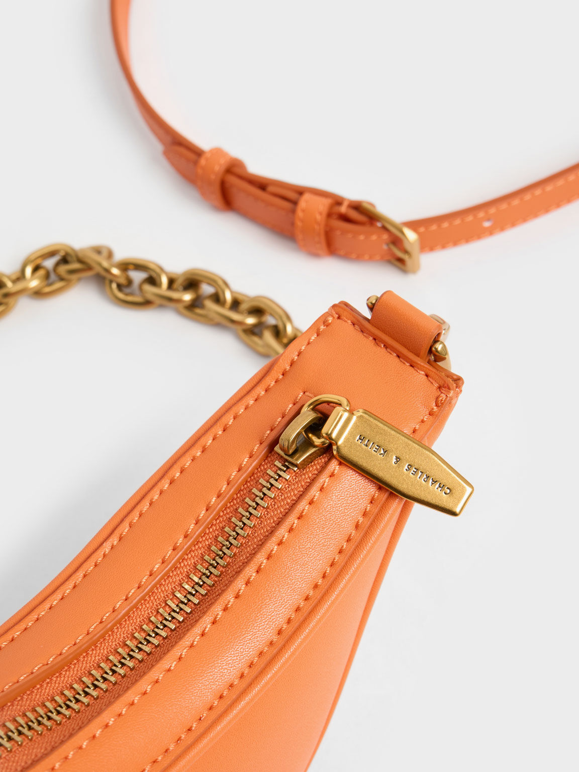 Bonnie Chain-Handle Crescent Bag, Orange, hi-res