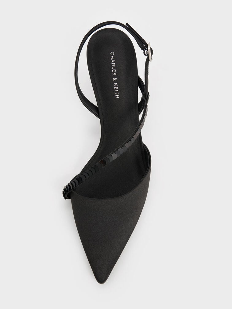 Gi&agrave;y sandals cao g&oacute;t Briella Sequinned, Đen họa tiết, hi-res