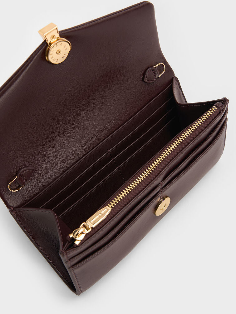 Lilibet Chain-Strap Long Wallet, Plum, hi-res