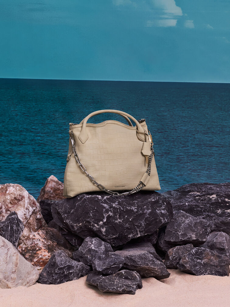 Delfina Chain Tote Bag, Dusted Oat, hi-res