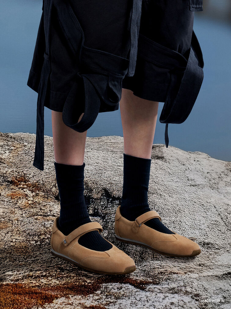 Jace Suede Mary Jane Sneakers, Beige, hi-res