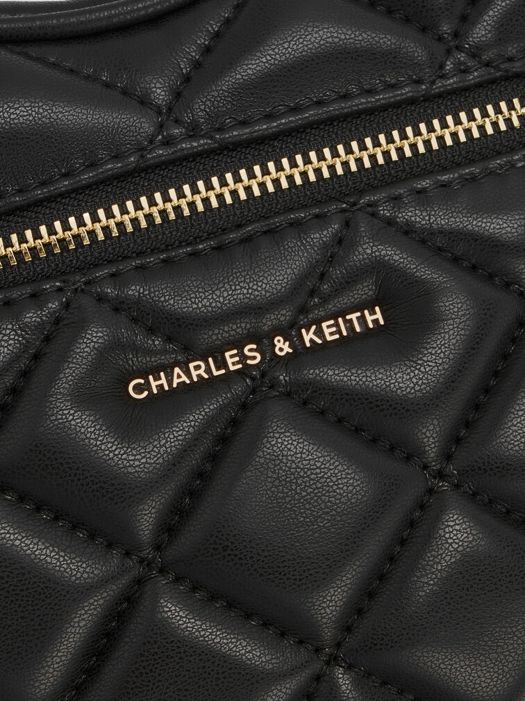 Paffuto Quilted Heart Crossbody Bag, Black, hi-res