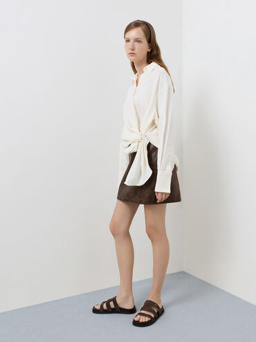 Petina Suede Flatform Sandals, Dark Brown Textured, hi-res