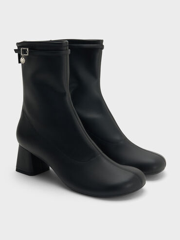 Gi&agrave;y boots cổ thấp đế vu&ocirc;ng, Đen, hi-res