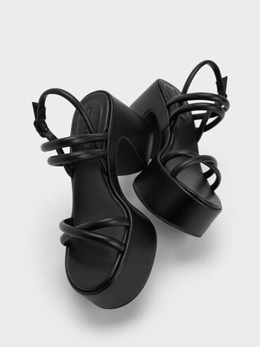 Giày sandals cao gót Nerissa Tubular, Đen, hi-res