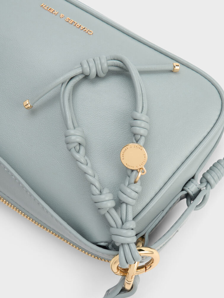 Mini Haylen Braided-Charm Shoulder Bag, Misty Blue, hi-res