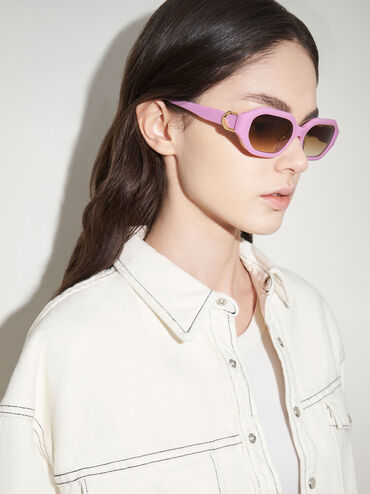 Gabine Recycled Acetate Oval Sunglasses, Violet, hi-res