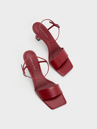 Giày sandals cao gót Open Toe Curved, Đỏ, hi-res
