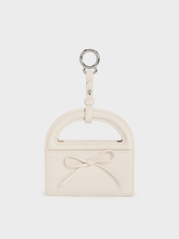 Reese Bow Top Handle Wristlet, Cream, hi-res