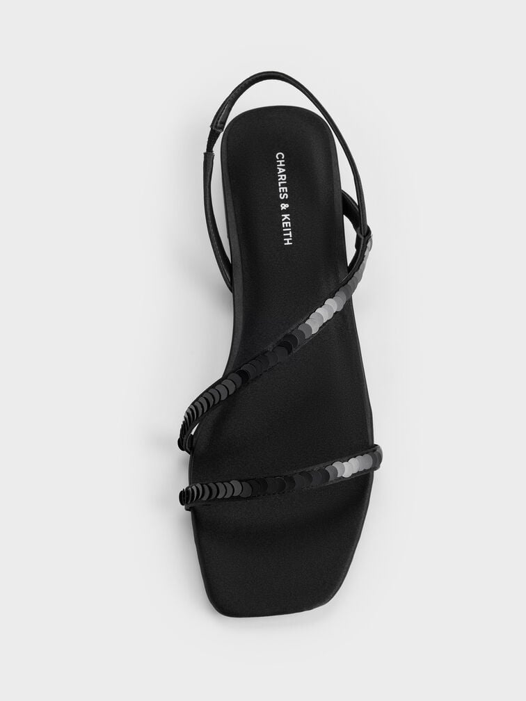 Gi&agrave;y sandals đế thấp Briella Sequinned, Đen họa tiết, hi-res